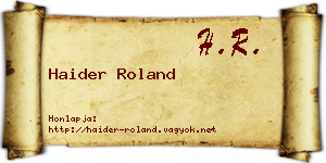 Haider Roland névjegykártya